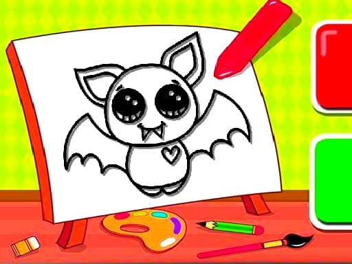 Easy Kids Coloring Bat gameplay