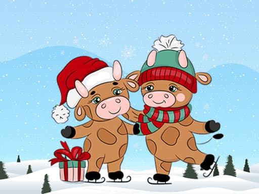 Cute Christmas Bull Difference gameplay