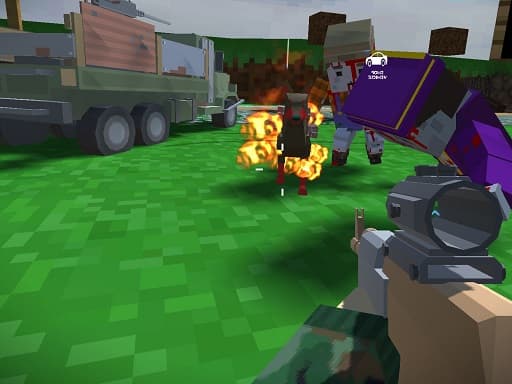 Blocky Zombie And Vehicle Shooting gameplay